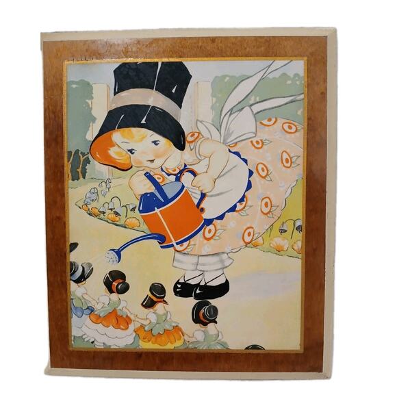 1930s Mistress Mary Quite Contrary Ruth E Newton Nursery Print Wall Art Wood VNT - Picture 4 of 16